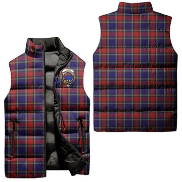 Clark (Lion) Red Tartan Sleeveless Puffer Jacket with Family Crest