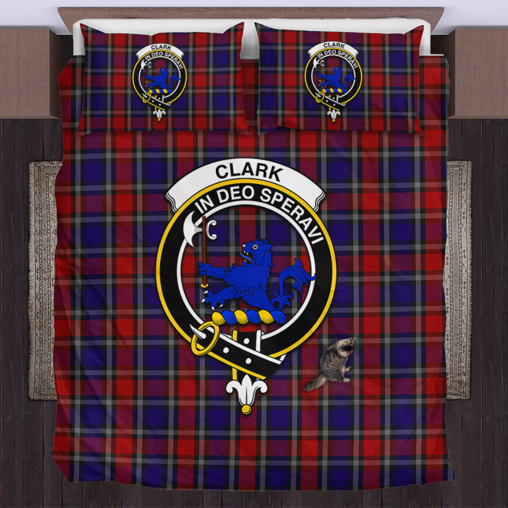 Clark (Lion) Red Tartan Bedding Set with Family Crest US Bedding Set - Tartan Vibes Clothing