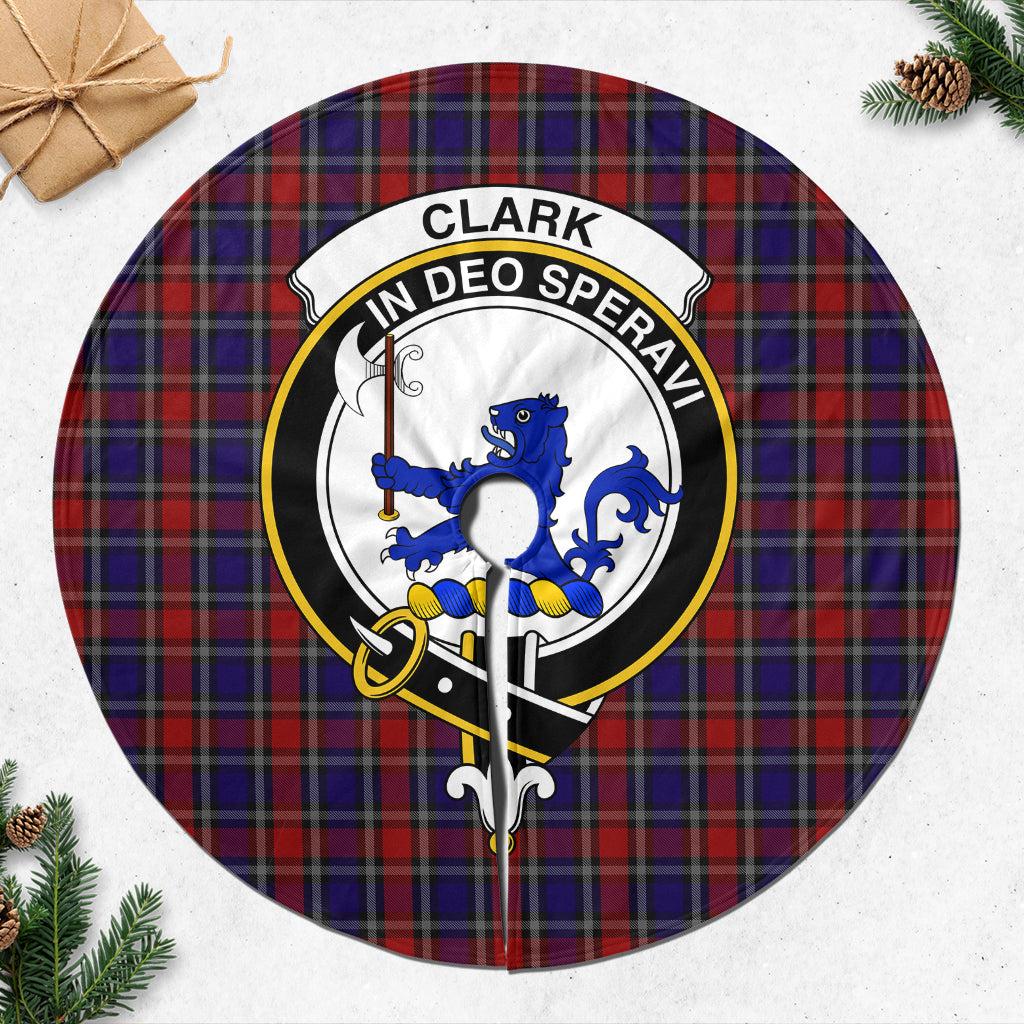 Clark (Lion) Red Tartan Christmas Tree Skirt with Family Crest - Tartanvibesclothing