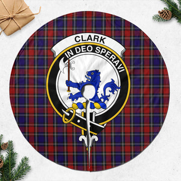 Clark (Lion) Red Tartan Christmas Tree Skirt with Family Crest