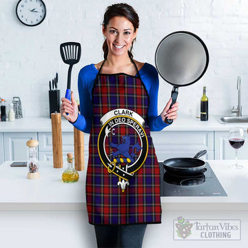 Clark (Lion) Red Tartan Apron with Family Crest