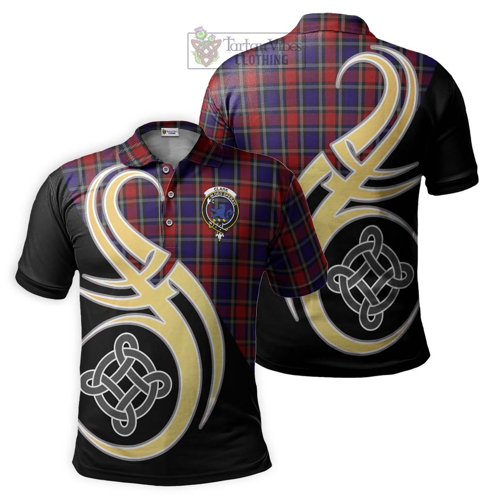 Clark (Lion) Red Tartan Polo Shirt with Family Crest and Celtic Symbol Style Kid - Tartan Vibes Clothing