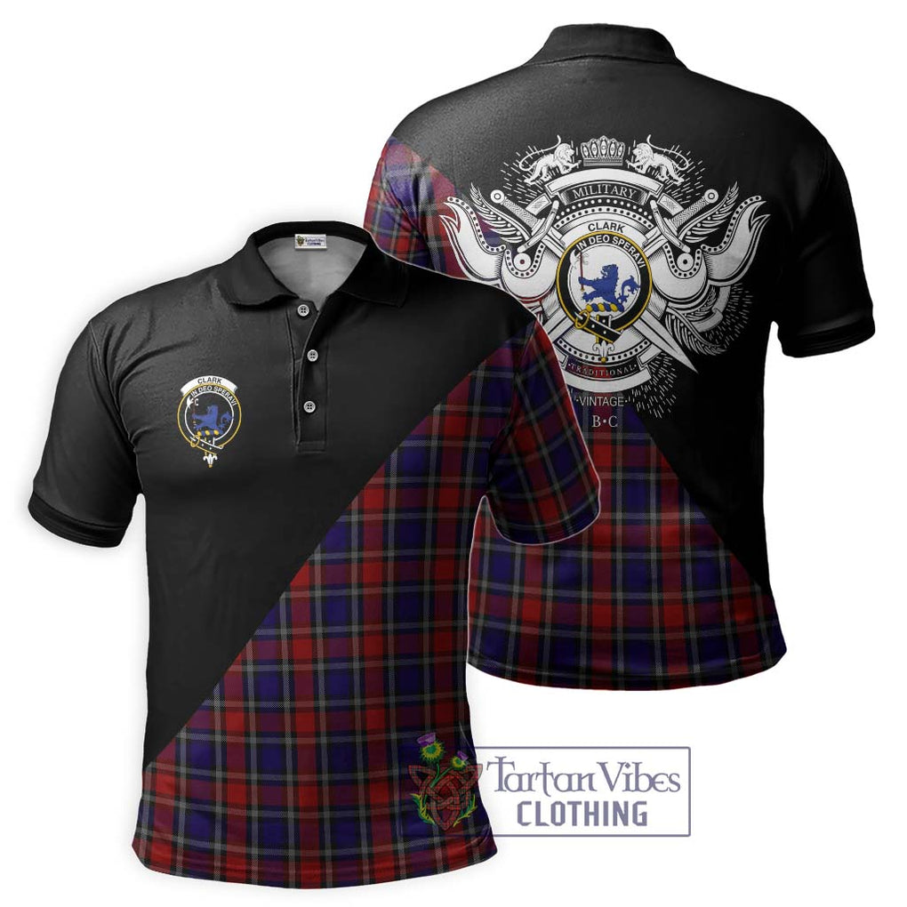 Clark (Lion) Red Tartan Polo Shirt with Family Crest and Military Logo Style Kid - Tartanvibesclothing Shop