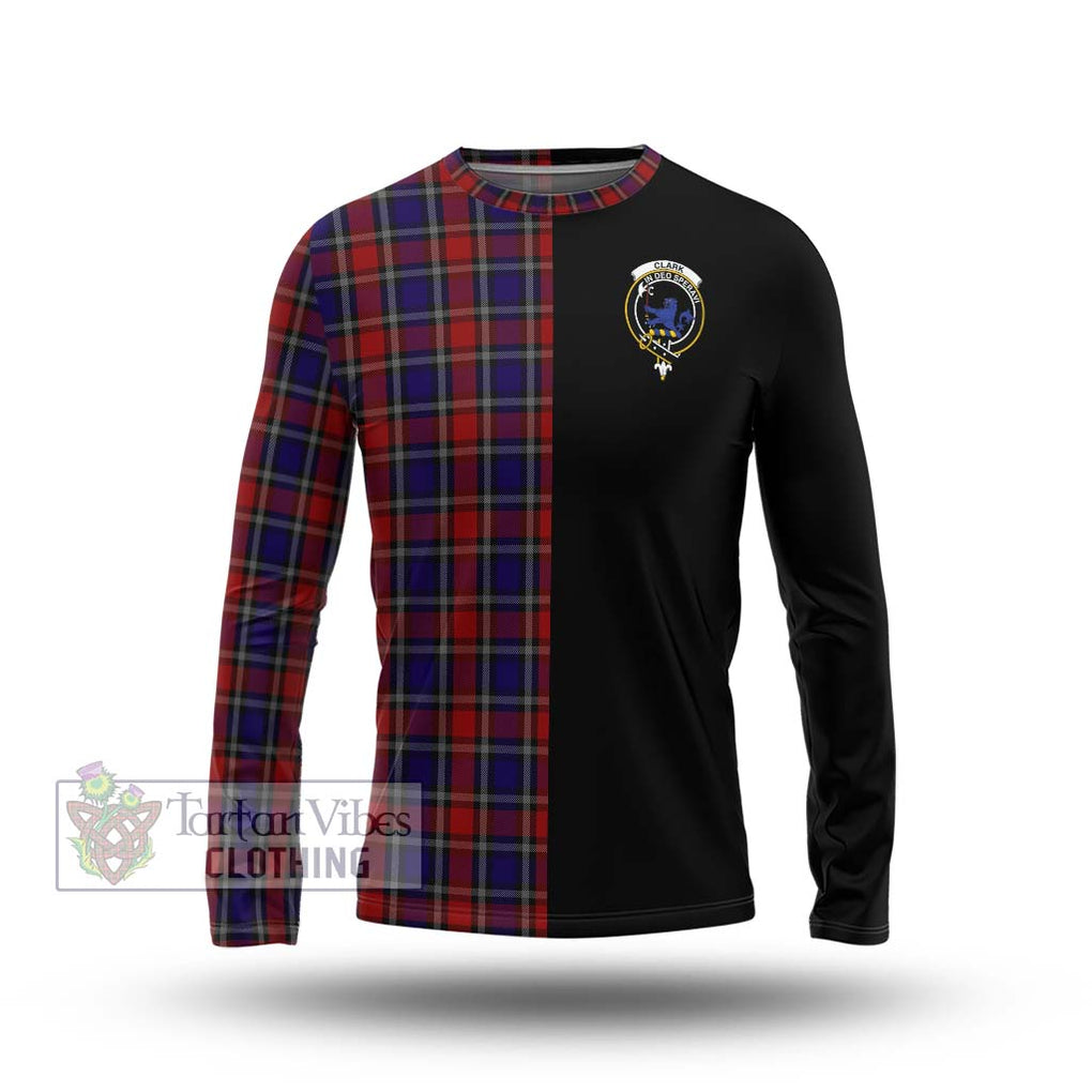 Clark (Lion) Red Tartan Long Sleeve T-Shirt with Family Crest and Half Of Me Style Unisex - Tartanvibesclothing Shop