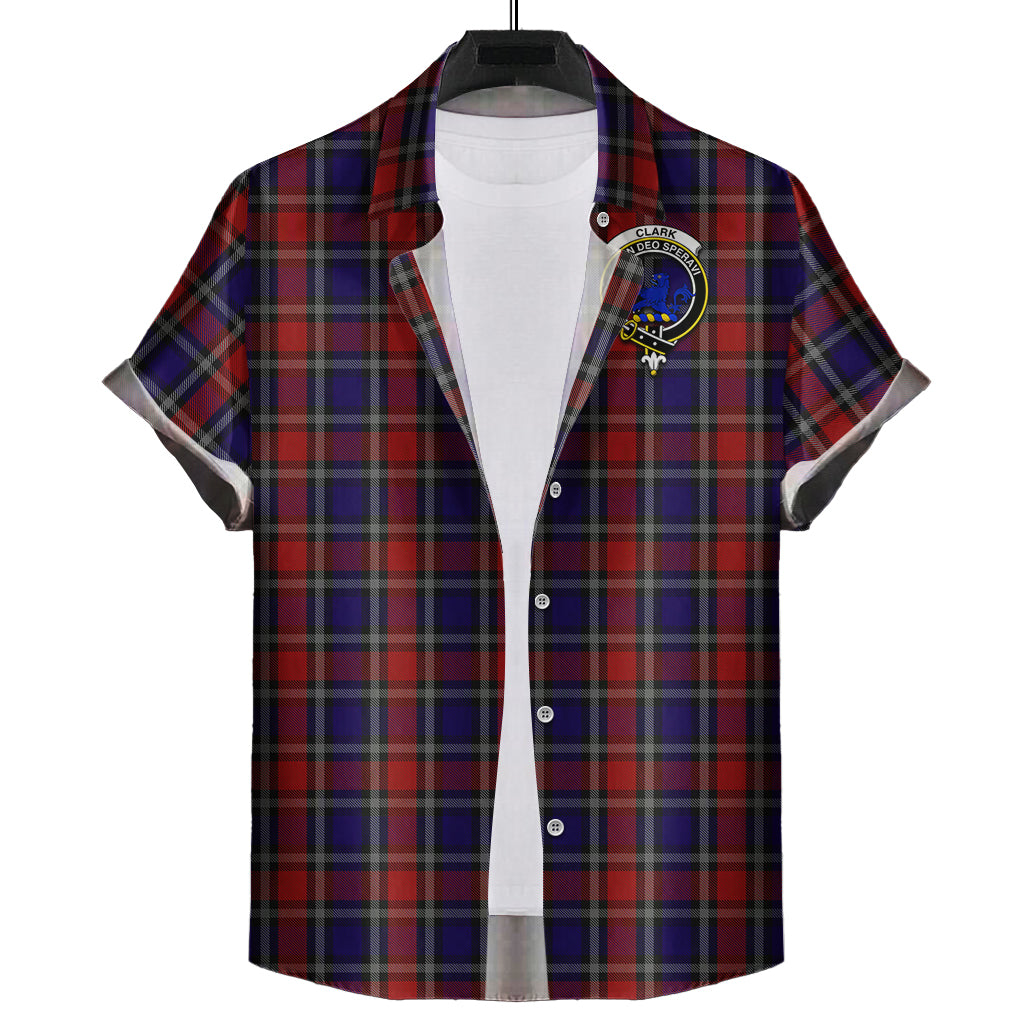 clark-lion-red-tartan-short-sleeve-button-down-shirt-with-family-crest