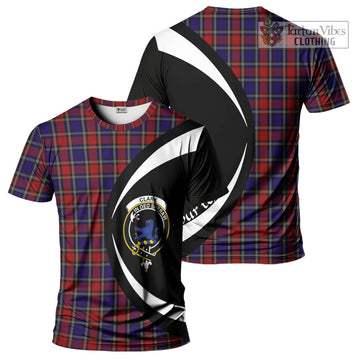 Clark (Lion) Red Tartan T-Shirt with Family Crest Circle Style