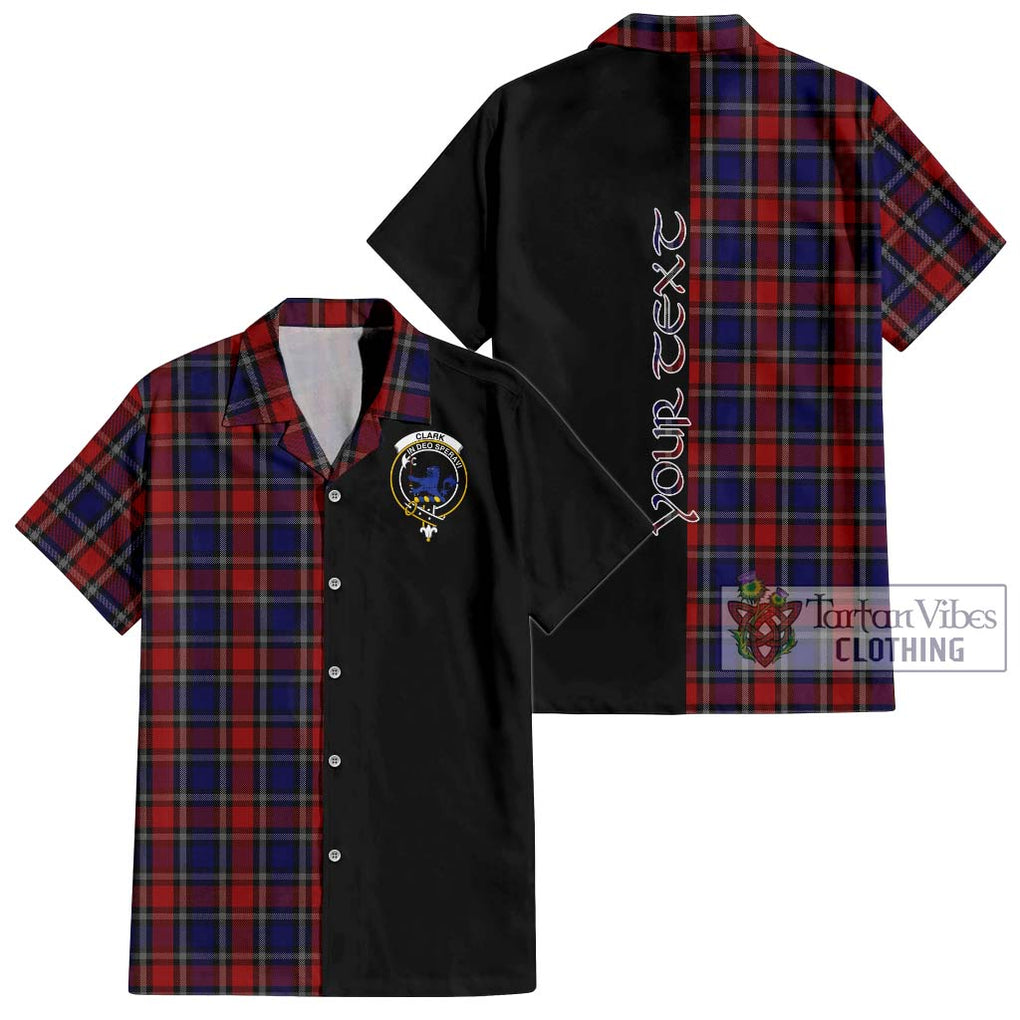 Clark (Lion) Red Tartan Short Sleeve Button Shirt with Family Crest and Half Of Me Style Kid - Tartanvibesclothing Shop