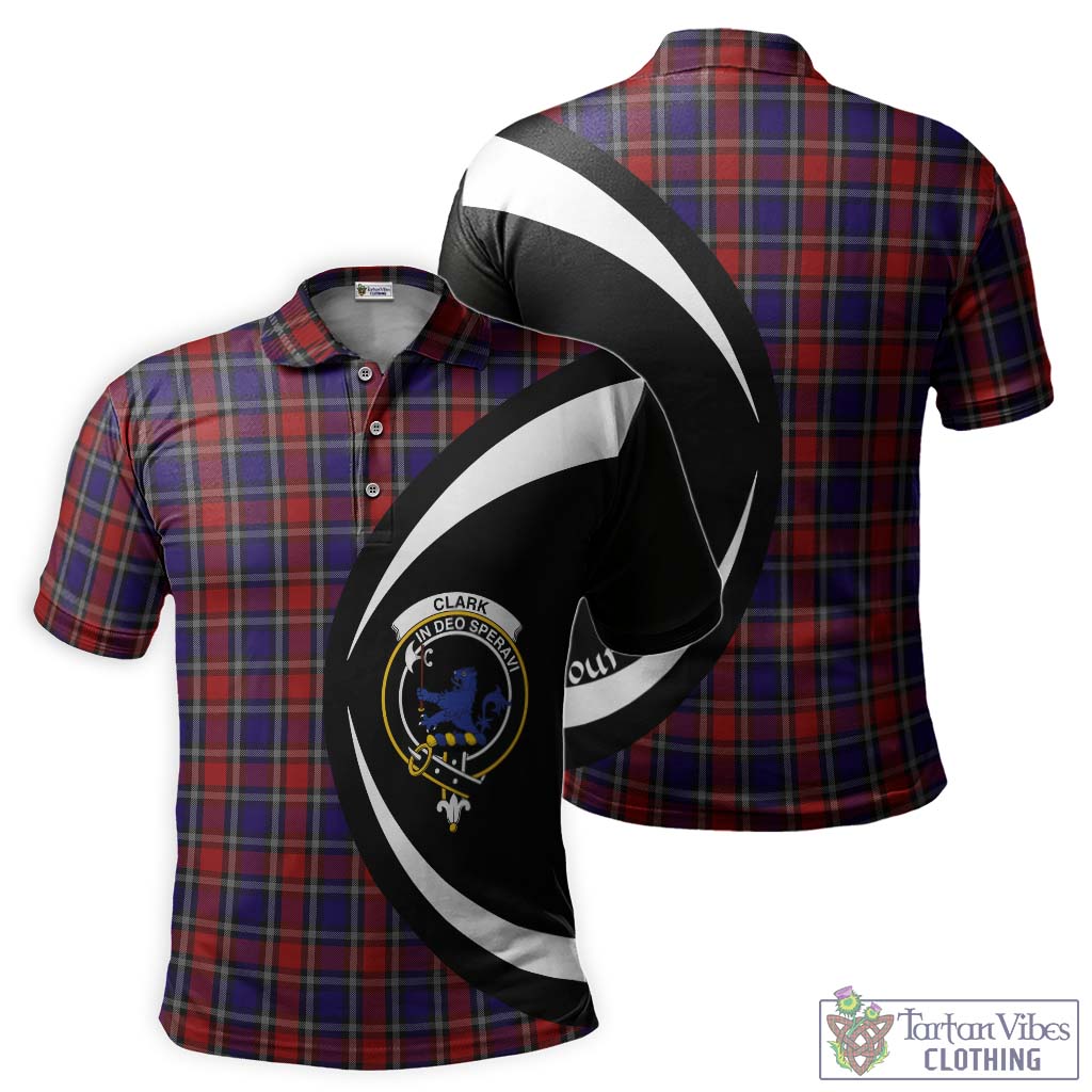 Clark (Lion) Red Tartan Men's Polo Shirt with Family Crest Circle Style Kid - Tartan Vibes Clothing