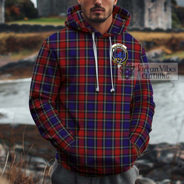 Clark (Lion) Red Tartan Cotton Hoodie with Family Crest