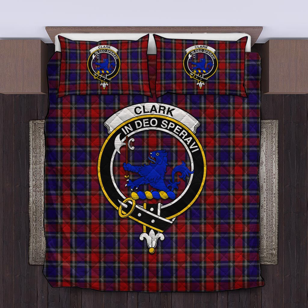 Clark (Lion) Red Tartan Quilt Bed Set with Family Crest Twin - Tartan Vibes Clothing