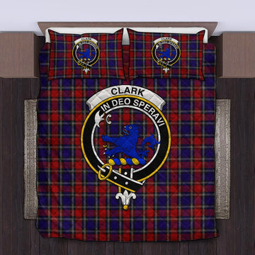 Clark (Lion) Red Tartan Quilt Bed Set with Family Crest