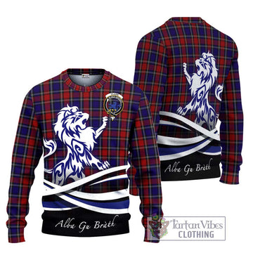 Clark (Lion) Red Tartan Ugly Sweater with Alba Gu Brath Regal Lion Emblem