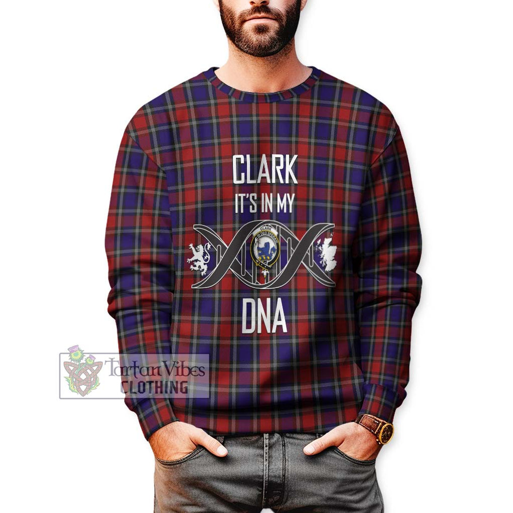 Clark (Lion) Red Tartan Sweatshirt with Family Crest DNA In Me Style Unisex - Tartanvibesclothing Shop