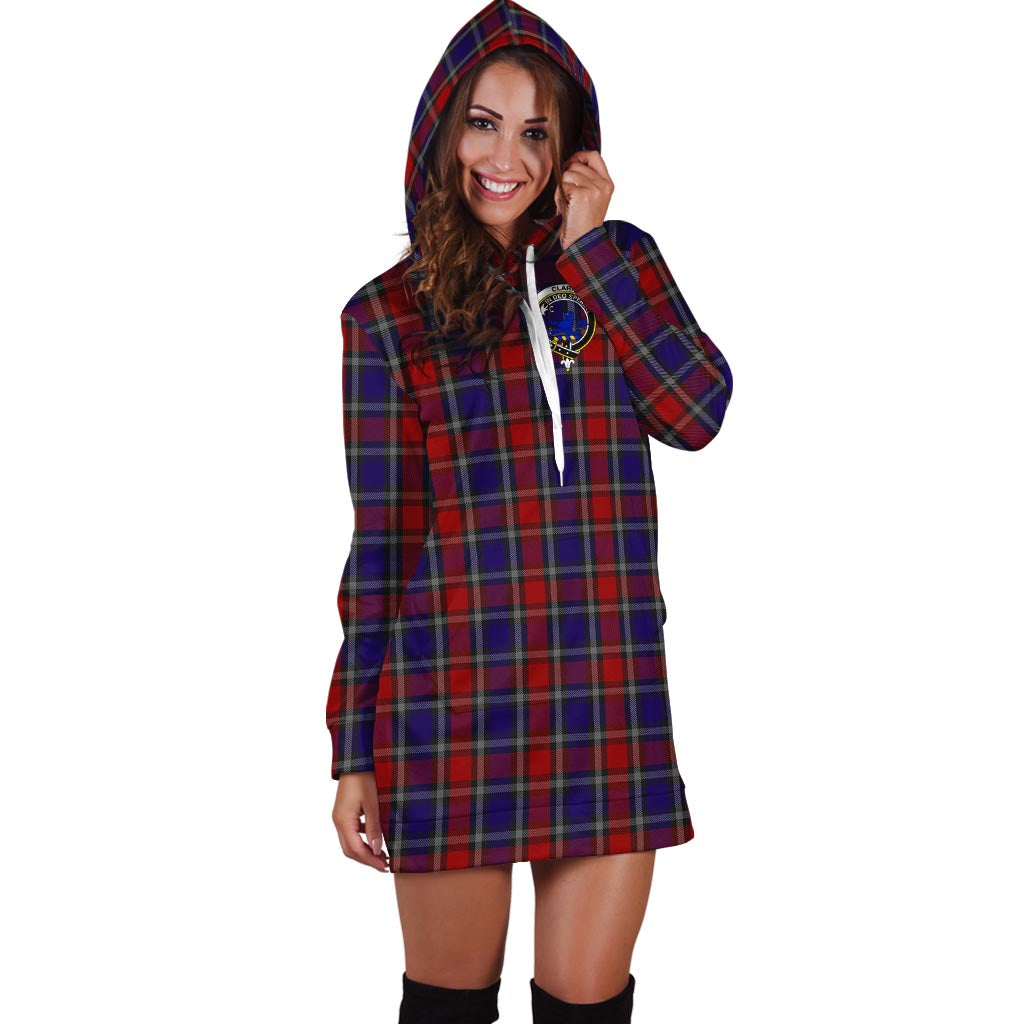 Clark (Lion) Red Tartan Hoodie Dress with Family Crest - Tartan Vibes Clothing