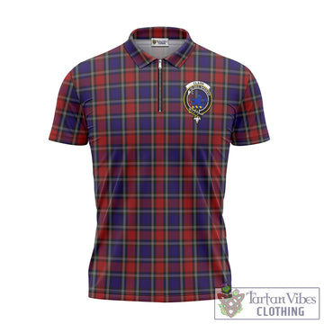 Clark (Lion) Red Tartan Zipper Polo Shirt with Family Crest