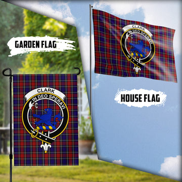 Clark (Lion) Red Tartan Flag with Family Crest