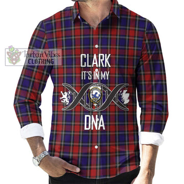 Clark (Lion) Red Tartan Long Sleeve Button Shirt with Family Crest DNA In Me Style