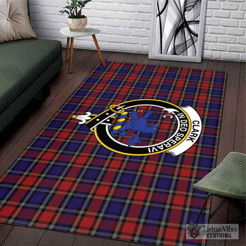 Clark (Lion) Red Tartan Area Rug with Family Crest