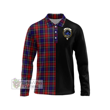 Clark (Lion) Red Tartan Long Sleeve Polo Shirt with Family Crest and Half Of Me Style