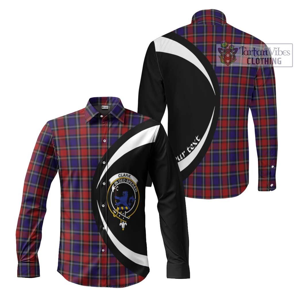 Clark (Lion) Red Tartan Long Sleeve Button Up with Family Crest Circle Style Men's Shirt S - Tartan Vibes Clothing