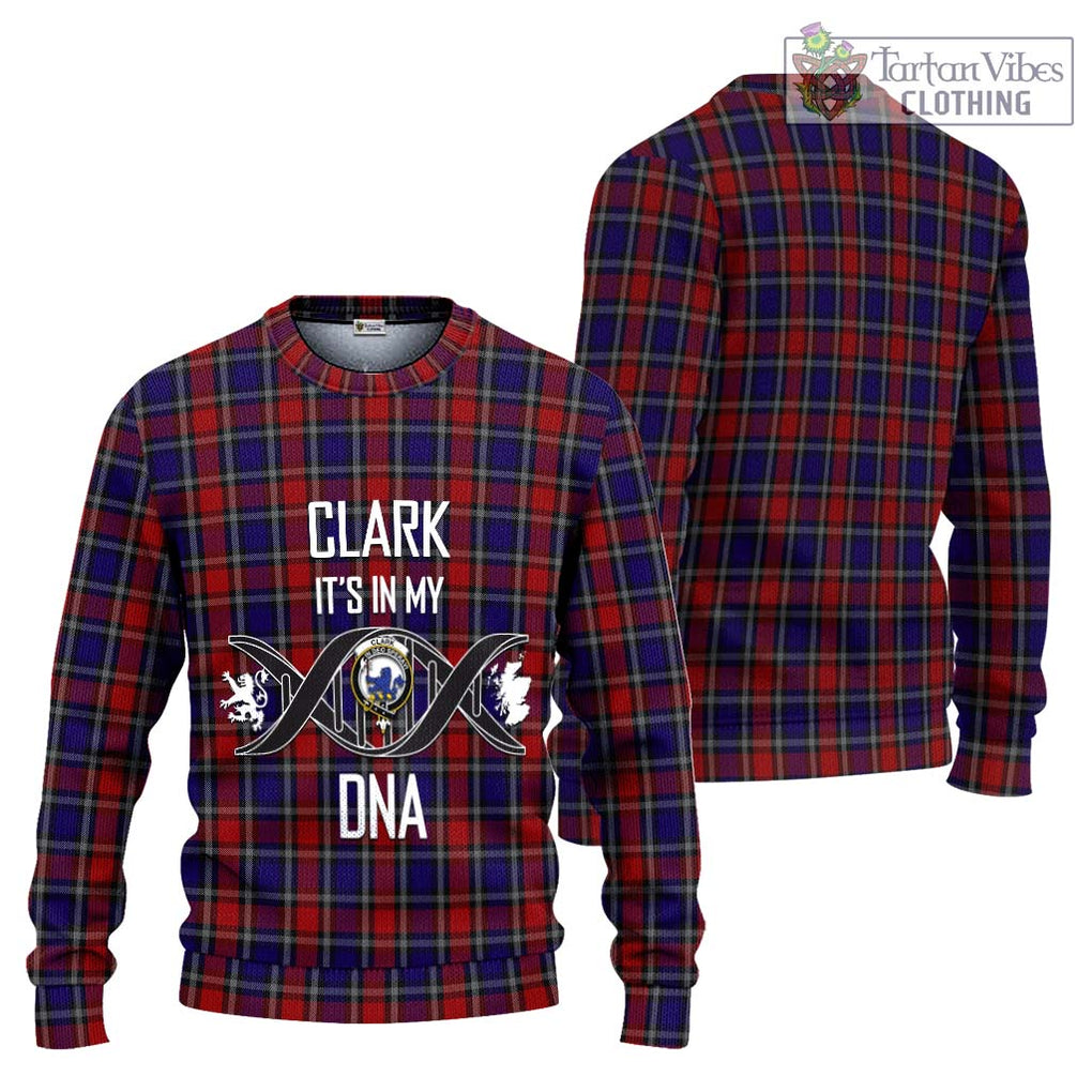 Clark (Lion) Red Tartan Knitted Sweater with Family Crest DNA In Me Style Unisex - Tartanvibesclothing Shop