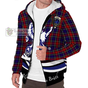 Clark (Lion) Red Tartan Sherpa Hoodie with Alba Gu Brath Regal Lion Emblem