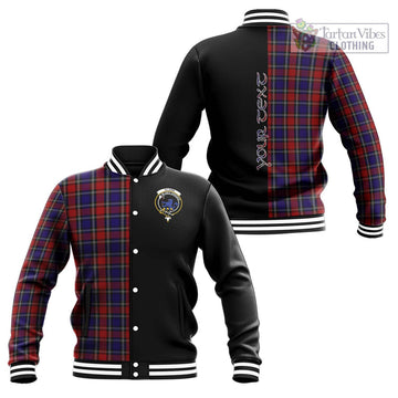 Clark (Lion) Red Tartan Baseball Jacket with Family Crest and Half Of Me Style