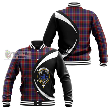 Clark (Lion) Red Tartan Baseball Jacket with Family Crest Circle Style