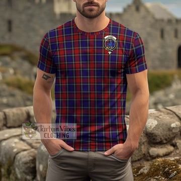 Clark (Lion) Red Tartan Cotton T-Shirt with Family Crest