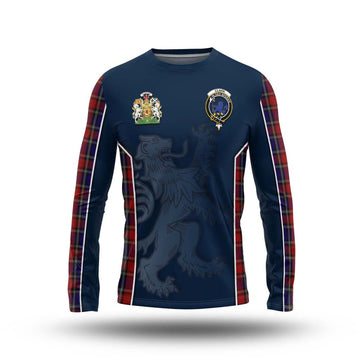 Clark (Lion) Red Tartan Long Sleeve T-Shirt with Family Crest and Lion Rampant Vibes Sport Style