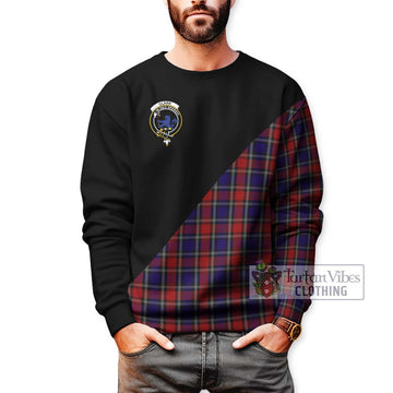 Clark (Lion) Red Tartan Sweatshirt with Family Crest and Military Logo Style