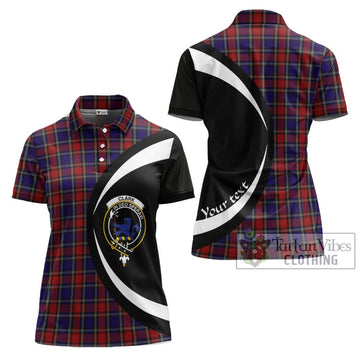 Clark (Lion) Red Tartan Women's Polo Shirt with Family Crest Circle Style