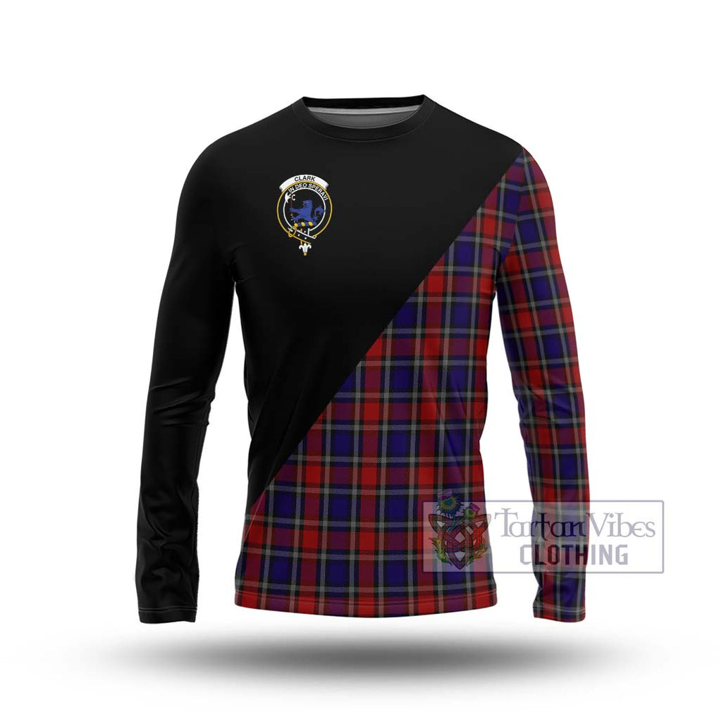 Clark (Lion) Red Tartan Long Sleeve T-Shirt with Family Crest and Military Logo Style Unisex - Tartanvibesclothing Shop