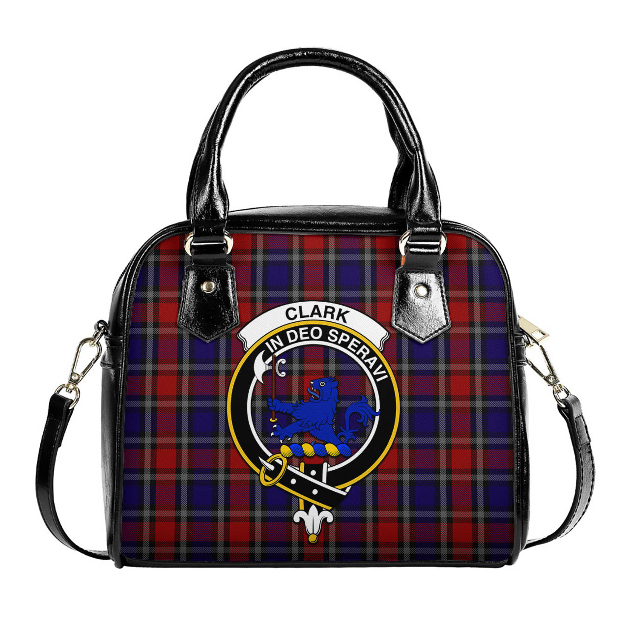 Clark (Lion) Red Tartan Shoulder Handbags with Family Crest One Size 6*25*22 cm - Tartanvibesclothing