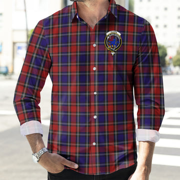 Clark (Lion) Red Tartan Long Sleeve Button Up Shirt with Family Crest