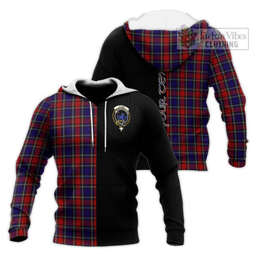 Clark (Lion) Red Tartan Knitted Hoodie with Family Crest and Half Of Me Style