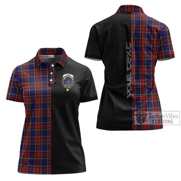 Clark (Lion) Red Tartan Women's Polo Shirt with Family Crest and Half Of Me Style