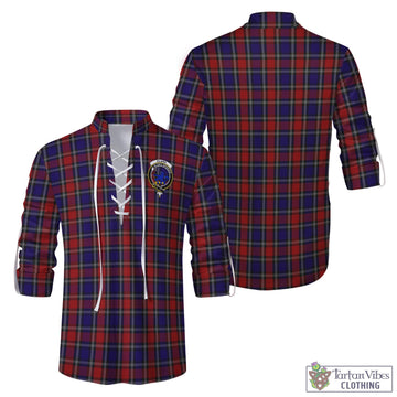 Clark (Lion) Red Tartan Men's Scottish Traditional Jacobite Ghillie Kilt Shirt with Family Crest