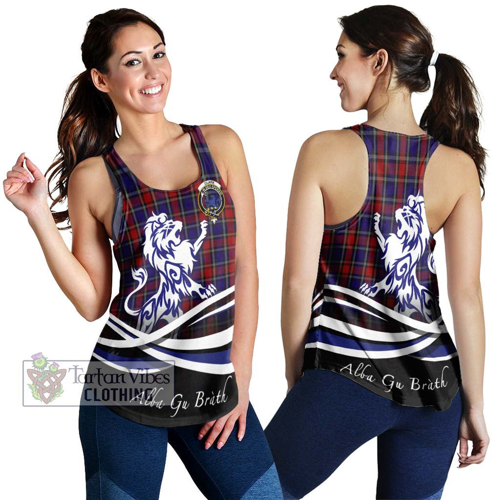 Clark (Lion) Red Tartan Women's Racerback Tanks with Alba Gu Brath Regal Lion Emblem 4XL - Tartanvibesclothing Shop