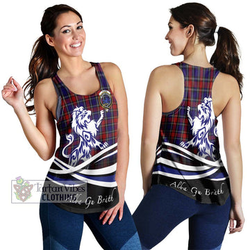 Clark (Lion) Red Tartan Women's Racerback Tanks with Alba Gu Brath Regal Lion Emblem