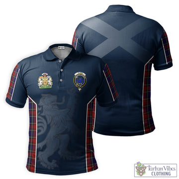 Clark (Lion) Red Tartan Men's Polo Shirt with Family Crest and Lion Rampant Vibes Sport Style