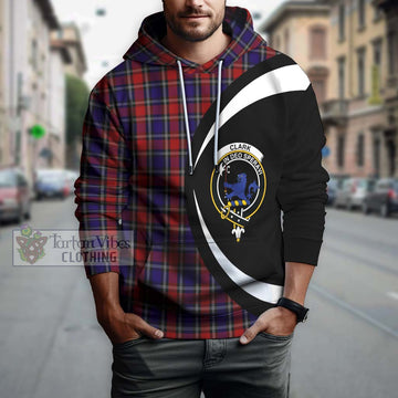 Clark (Lion) Red Tartan Hoodie with Family Crest Circle Style