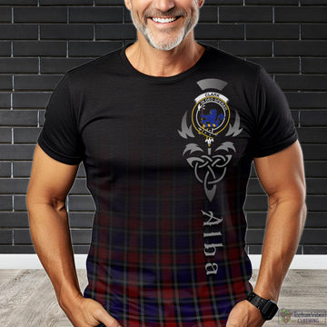 Clark (Lion) Red Tartan T-Shirt Featuring Alba Gu Brath Family Crest Celtic Inspired