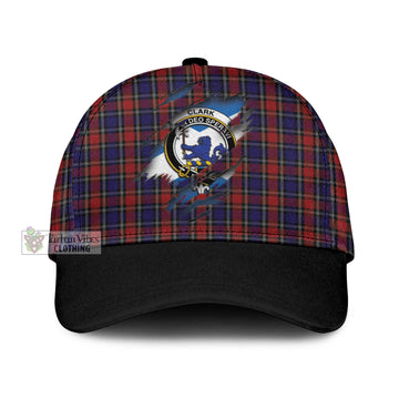 Clark (Lion) Red Tartan Classic Cap with Family Crest In Me Style