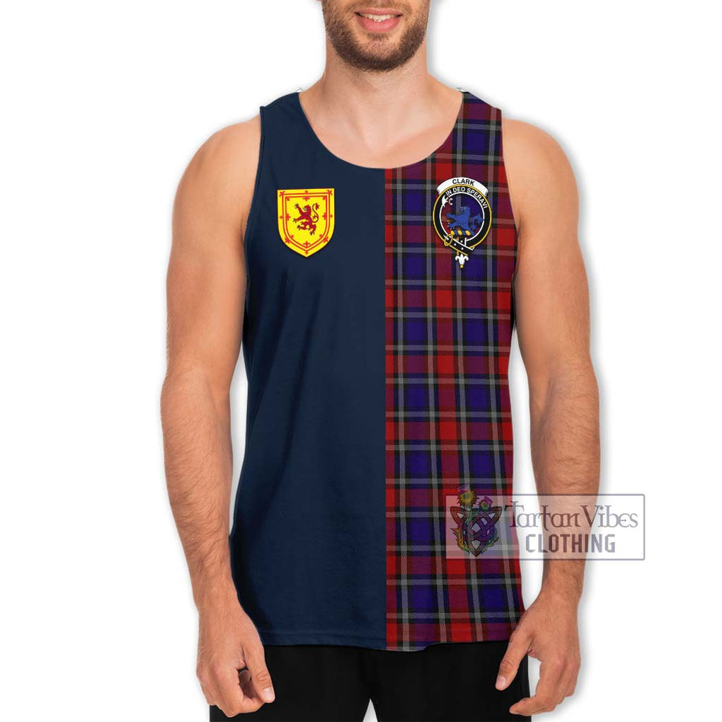 Tartan Vibes Clothing Clark (Lion) Red Tartan Men's Tank Top with Scottish Lion Royal Arm Half Style