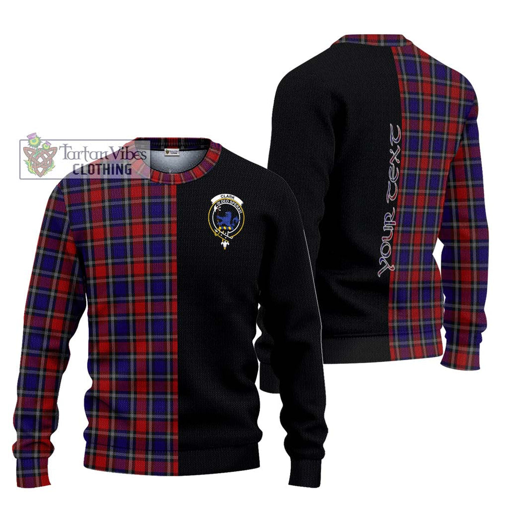 Clark (Lion) Red Tartan Knitted Sweater with Family Crest and Half Of Me Style Unisex - Tartanvibesclothing Shop