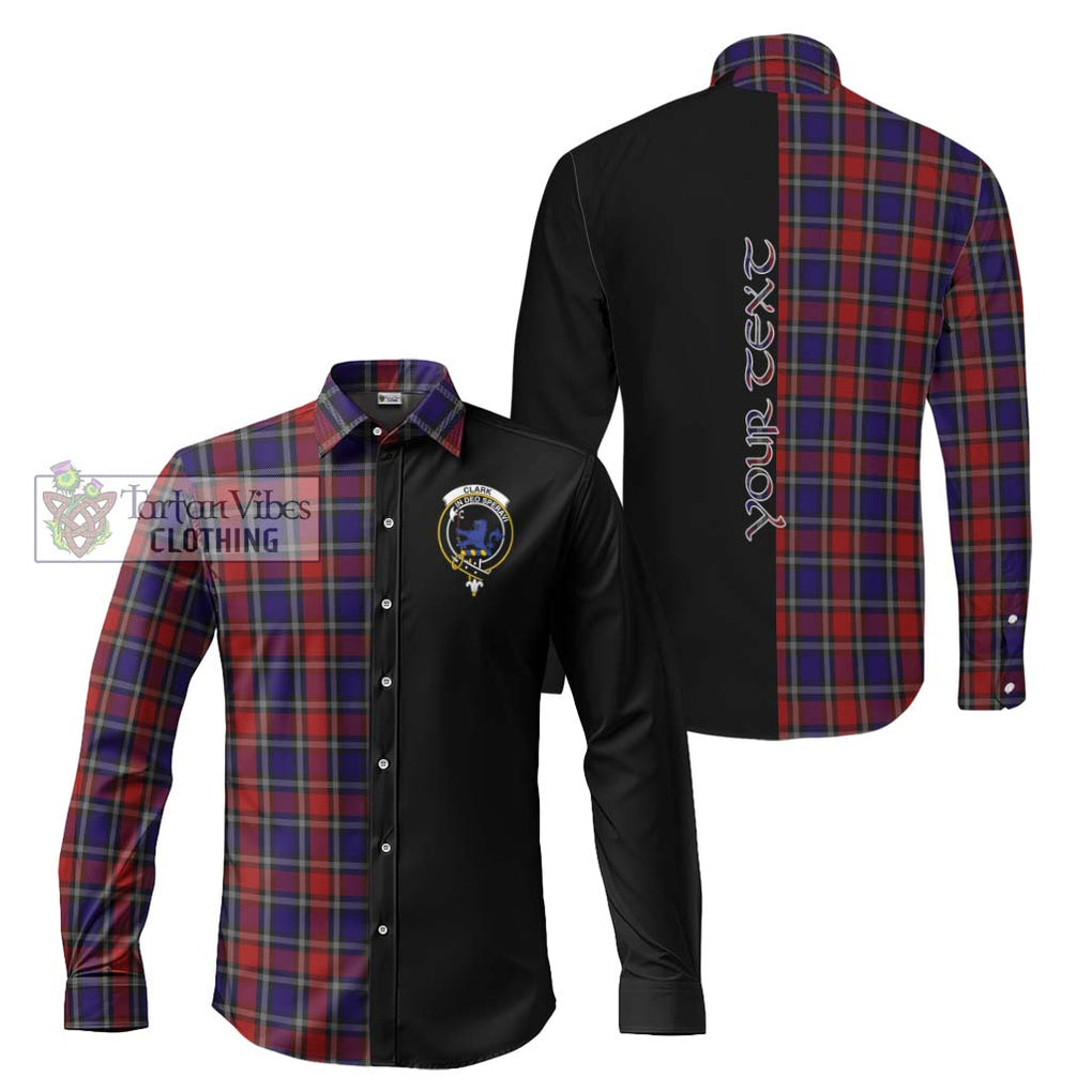 Clark (Lion) Red Tartan Long Sleeve Button Shirt with Family Crest and Half Of Me Style Men's Shirt S - Tartanvibesclothing Shop