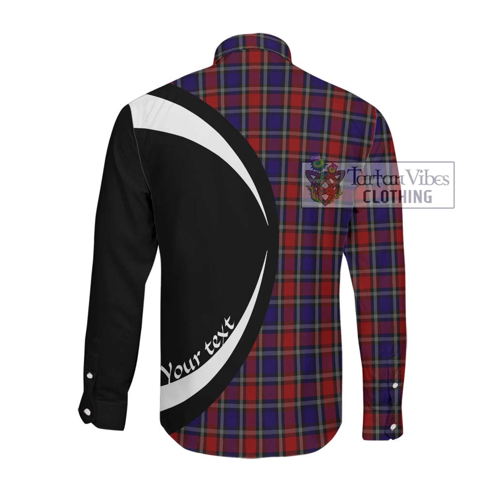 Clark (Lion) Red Tartan Long Sleeve Button Up with Family Crest Circle Style Men's Shirt - Tartan Vibes Clothing