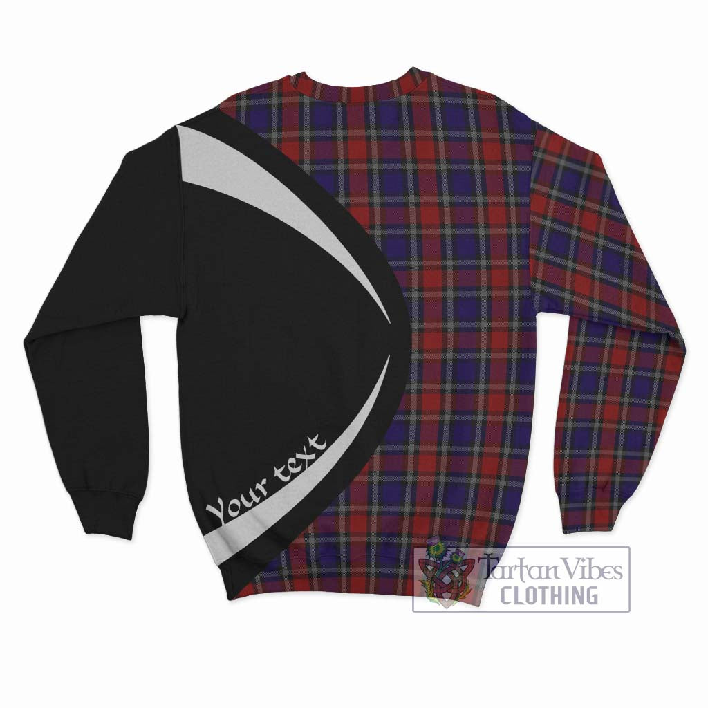 Clark (Lion) Red Tartan Sweatshirt with Family Crest Circle Style - Tartan Vibes Clothing