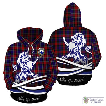 Clark (Lion) Red Tartan Hoodie with Alba Gu Brath Regal Lion Emblem